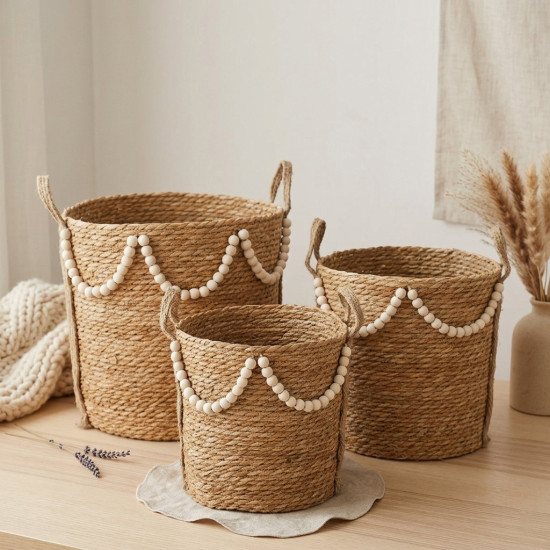 Straw Basket Set 3 Pcs